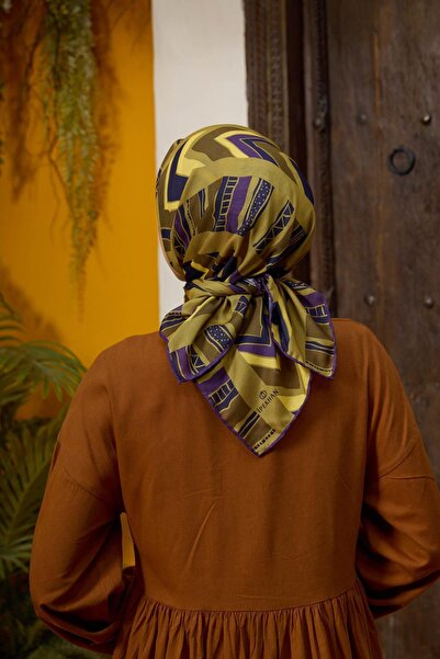 İpekhan Marrakech Συλλεκτικό Μαλακό Κασκόλ Ελιάς Μωβ 1197-13