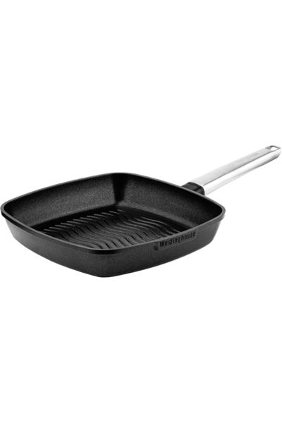 Westinghouse 28cm Non-Stick Ribbed Grill Pan – Cast Aluminum with PPG QuanTan...