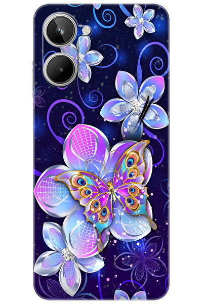 realme 10 4G (RMX3630) Uyumlu Kılıf Desen Baskılı Silikon Kelebek ve Çiçekler...