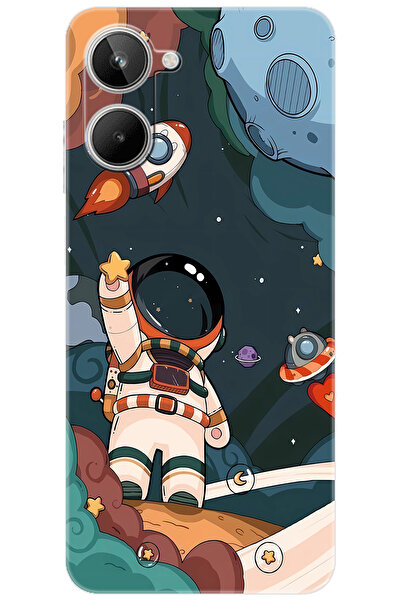 realme 10 4G (RMX3630) Uyumlu Kılıf Desen Baskılı Silikon Astronot STK:696 CP...