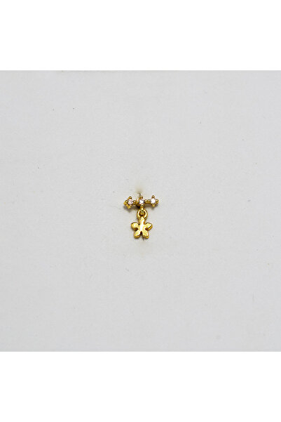 Piercing by Sever Çiçek Sallantılı Çelik Piercing… Altın/Gold Renkli ve Şeffa...