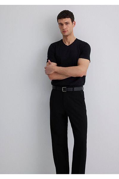Mavi Černé tričko SlimFit s výstřihem do V - 065586 -900