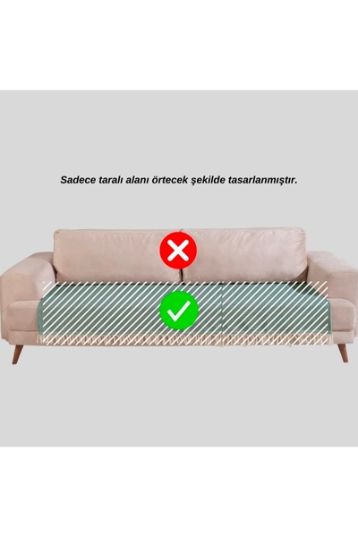 Petek Home Püsküllü Koltuk Örtüsü Gri Renk 1 Adet (90X210) Yanlizca Oturma Alanına Ortudur