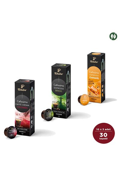 Tchibo Capsule Coffee 3 Pack |   Cafissimo Compatible – Colombia, Brazil, Caramel
