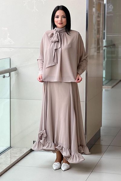 Ghisa Chiffon Suit with Ruffled Skirt and Underwear
