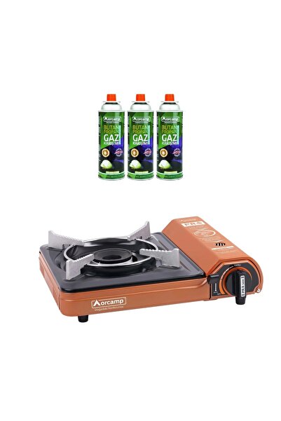 Orcamp Tekli Portatif Kamp Ocak Gaz Stop Emniyetli Ve 3 Adet 227 Gram Gaz Kar...