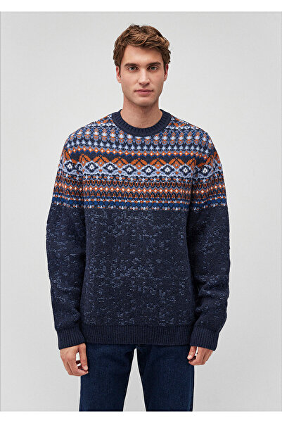 Mavi Jakarlı Lacivert Kazak Regular Fit / Normal Kesim 0710202-70490