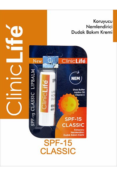 cliniclife Lip Care Cream 4,8gr Natural Oils with SPF 15 Classic Lip Care Moisture Lip Balm