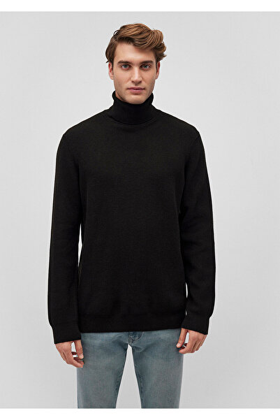 Mavi Boğazlı Siyah Kazak Slim Fit / Dar Kesim 0710196-900