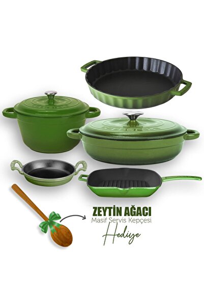 Lava Döküm 5x New Heritage Serisi Döküm Demir Tencere & Tava Seti