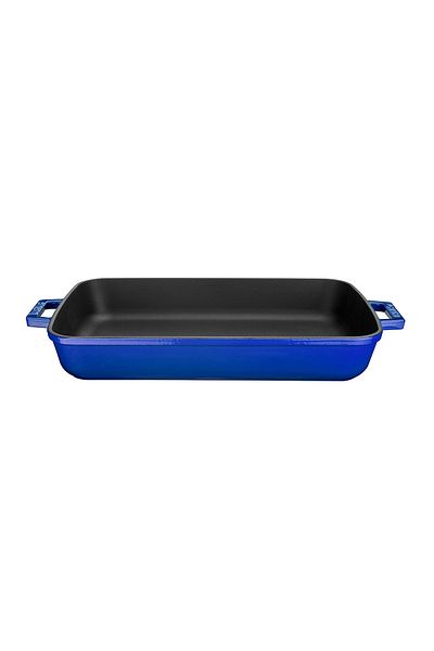 Lava Cast Rectangular Rosto and Oven Tray Cast Iron Solid Double Handle Size 22x30cm