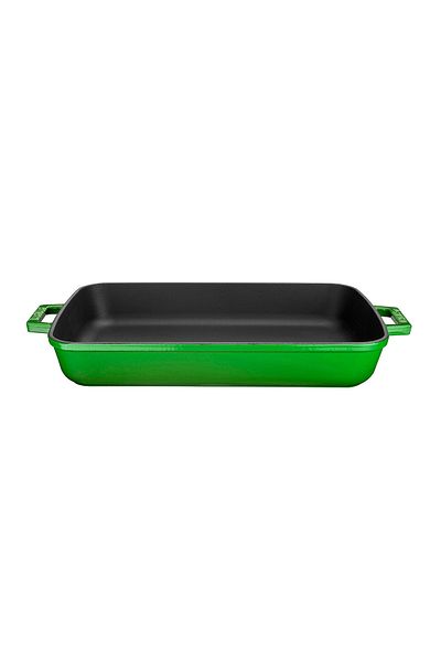 Lava Cast Rectangular Rosto and Oven Tray Cast Iron Solid Double Handle Size 22x30cm