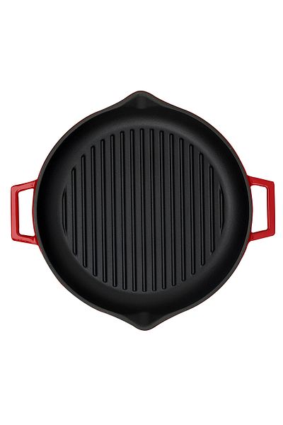 Lava Cast Round Grill Pan Cast Iron Solid Double Handle Diameter(Ø)30cm