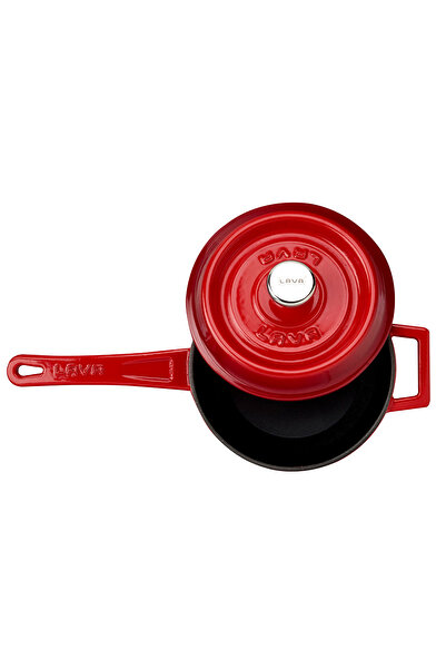 Lava Round Sauce Pot - Iron Solid, Trendy Series with Handle, Diameter (Ø16 cm)