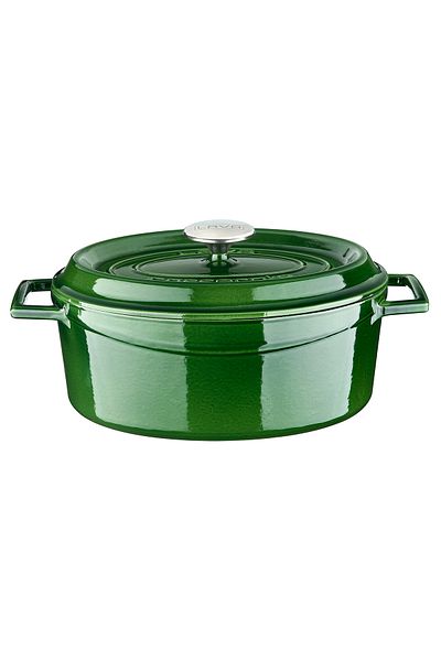Lava Cast Oval Pot Cast Iron Uniform Handle Premium Series Size 21x27cm