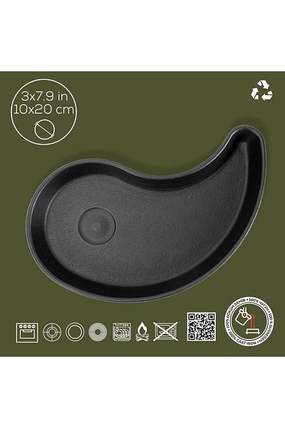 Lava Cast Drop Formed Yingyang Fajita Plate Size 10x20cm