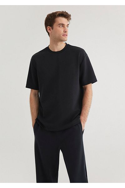 Mavi Μαύρο Tencel Modal Basic T-Shirt Loose Χαλαρή Εφαρμογή