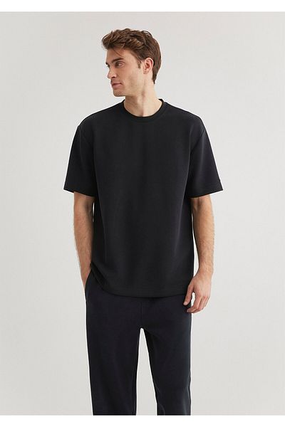 Mavi Μαύρο Tencel Modal Basic T-Shirt Loose Χαλαρή Εφαρμογή