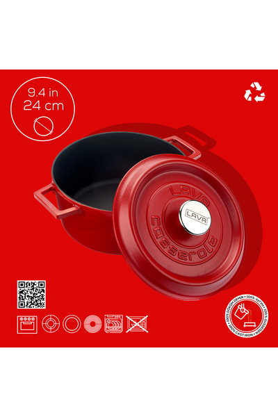 Lava Cast Round Pot Cast Iron Solid Handle Spring Series Diameter(Ø)24cm