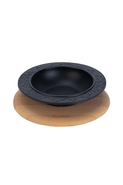 Lava Cast Round Soup Bowl Beech Serving WoodDiameter(Ø)19cm