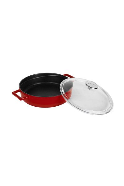 Lava Multi-Purpose Cast Iron Spring Pot - Glaze Series, Diameter(Ø)24cm, Red