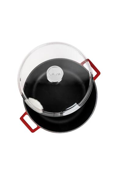 Lava Döküm Yuvarlak Tencere Cam Kapaklı. Glaze Çap(Ø)28cm.
