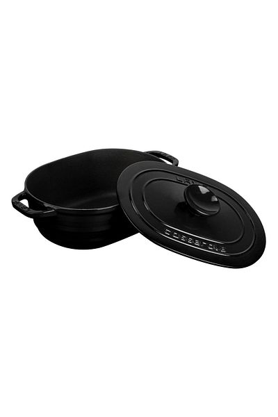 Lava Cast Oval Pot with Iron Lid - Experience Series, Size 24X33Cm