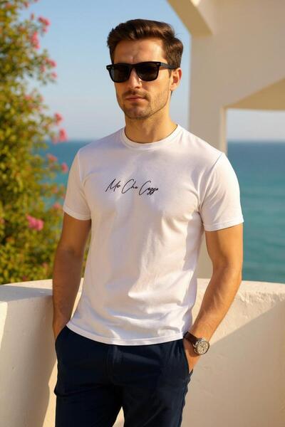 Tex Republic Bela Slim fit Pamuk komad T-shirt - Injekcija Štampano