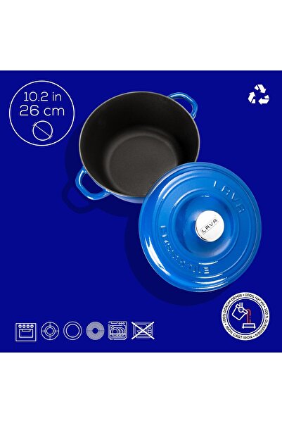 Lava Cast Round Pot Cast Iron Lid New Heritage Series Diameter(Ø)26cm