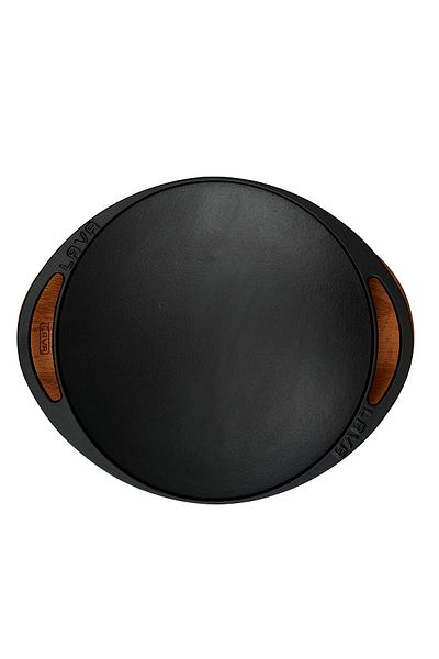 Lava Double Handle Cast Iron Solid - Round Hair Roasting Pan, Beech Serving Wood Diameter(Ø)28C