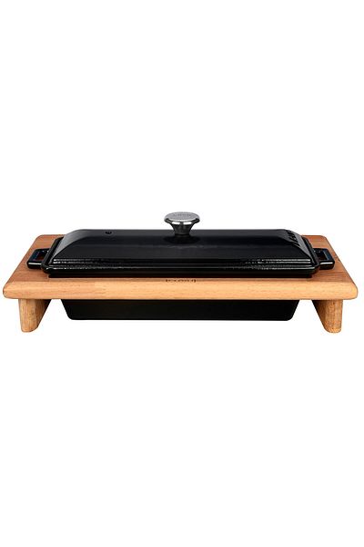 Lava Cast Iron Bread Pot / Beech Wood Serving Stand / Terrine SeriesSize 11x29cm