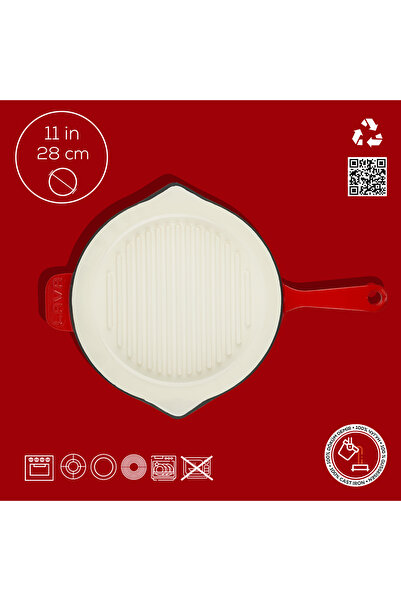 Lava Cast Round Grill Pan Cast Iron Solid Handle Edition Series Diameter(Ø)28cm