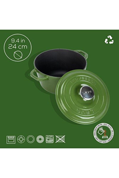 Lava Cast Round Pot Cast Iron Lid New Heritage Series Diameter(Ø)24cm