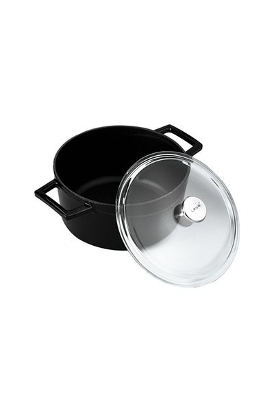 Lava Cast Round Pot with Glass LidGlaze Diameter(Ø)24cm