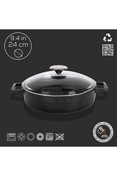 Lava Cast Iron Multi-Purpose Spring PotGlaze Series Diameter(Ø)24cm- Red