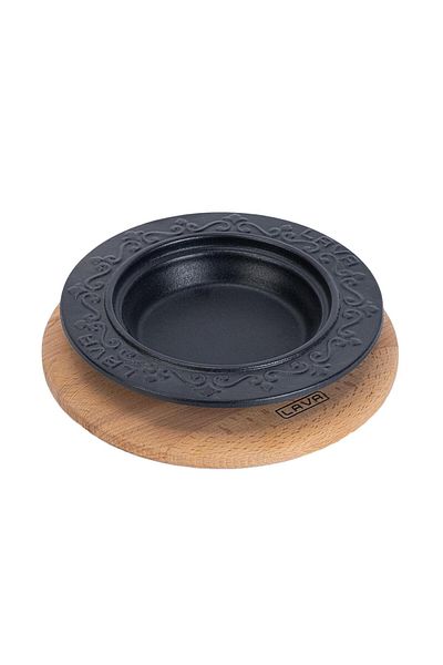 Lava Cast Oval Rotating Sauce Plate Beech Serving WoodDiameter(Ø)18cm