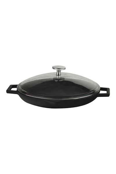 Lava Cast Round Frying Pan with Glass Lid Cast Iron Solid Double Handle Diameter(Ø)26cm