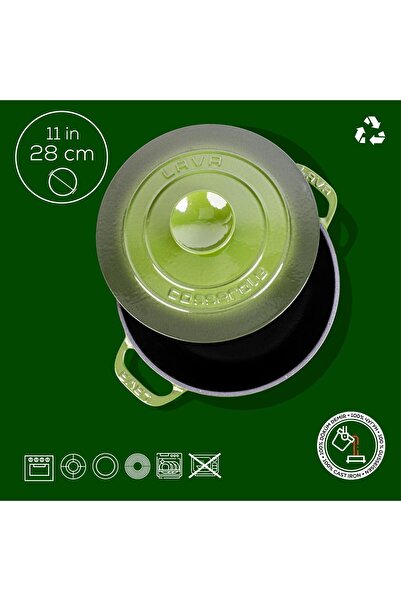 Lava Cast Round Pot Cast Iron Lid Experience Series Diameter(Ø)28cm