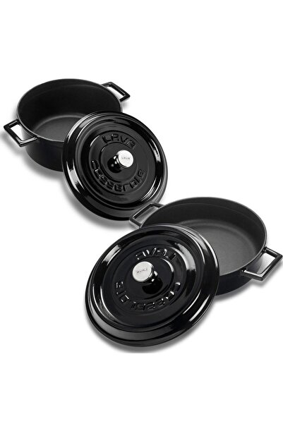 Lava Cast Round Deep And Shallow 5 Piece Cookware Set