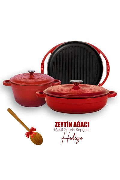 Lava Cast Iron 3x gr Grill Pan & New Heritage Series Pot Set Limited Edition Special Series