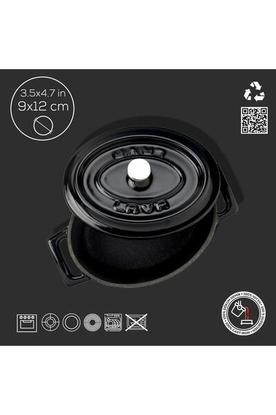 Lava Döküm Mini Oval Tencere. Trendy Serisi Ölçü 9x12cm.