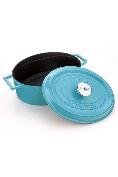 Lava Cast Oval Pot Cast Iron Solid Handle Spring Series Size 23x29cm