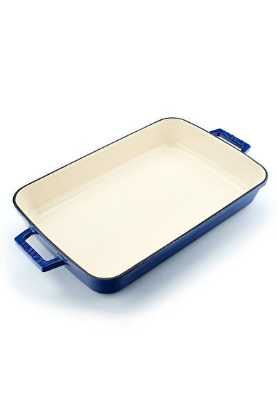 Lava Cast Rectangular Rosto and Oven Tray Cast Iron Monolithic Double Handle Edition Series Size 26x