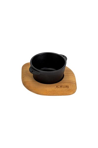 Lava 8cm Cast Round Souffle - Sauce Container and Wooden Base