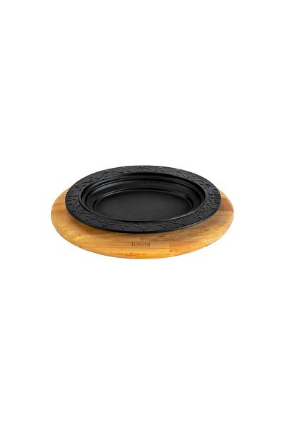 Lava Cast Oval Döner, Kebab Plate, Wooden BaseSize 21x16cm