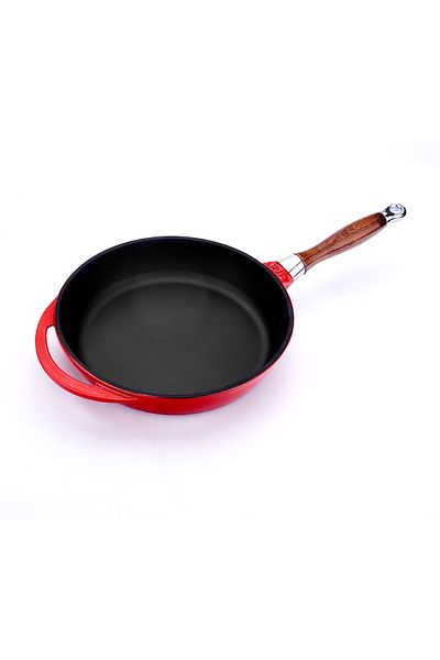 Lava Cast Round Frying Pan Cast Iron Detach - Plug in Wooden Handle Diameter(Ø)28cm