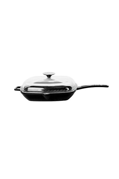 Lava 26x26cm Square Grill Pan - Glass Lid, Iron Solid Handle Casting