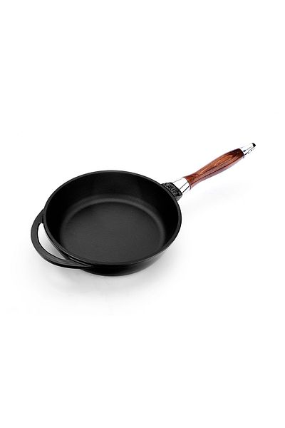 Lava 24cm Cast Round Frying Pan - Iron Removal and Plug Wooden Handle Diameter