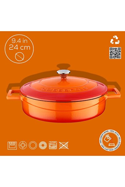 Lava Döküm Çok Amaçlı Yayvan Tencere. Folk Serisi Çap(Ø)24cm.
