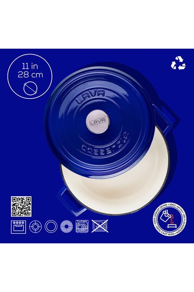 Lava Döküm Yuvarlak Tencere Döküm Demir Yekpare Kulplu Edition Serisi Çap(Ø)28cm.